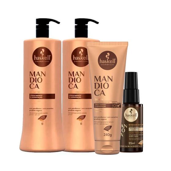 Imagem de Haskell Mandioca 4 Itens Shampoo Cond + Leave In E Reparador