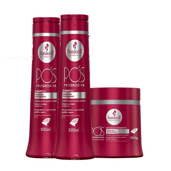 Imagem de Haskell Pós Progressiva Shampoo + Condicionador 500ml + Máscara 500g