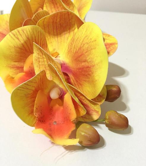 Imagem de Haste artificial de flor orquídea toque real X6 cabeças