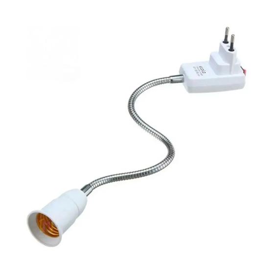 Imagem de Haste Flexível Soquete E27 Adaptador Lâmpada Luminaria Abajur Tomada 40 Cm