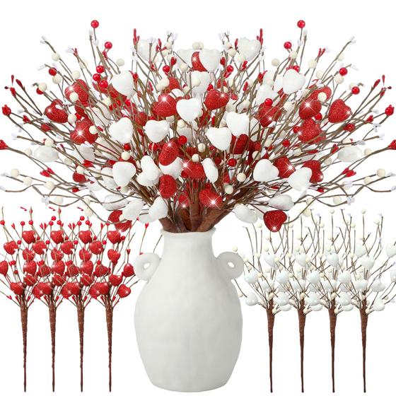 Imagem de Hastes de Flores Artificiais com Glitter Lyrow - Pacote com 8 Unidades (40cm)