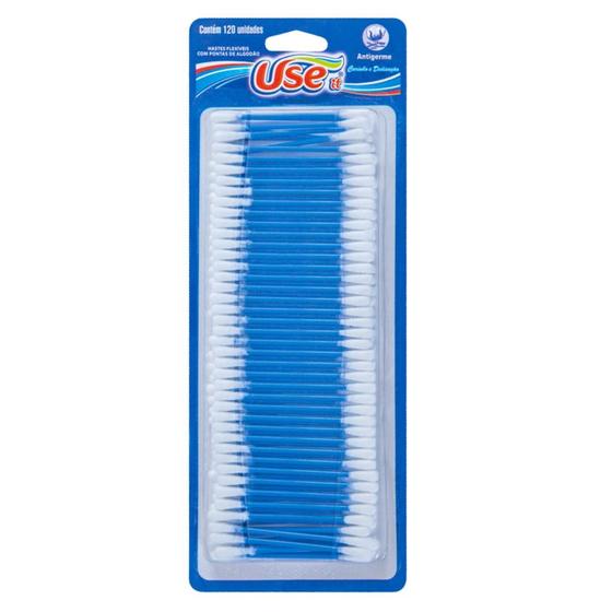 Imagem de Hastes Flexíveis com Pontas de Algodão Antigerme Cotonete Use It 120 Unidades