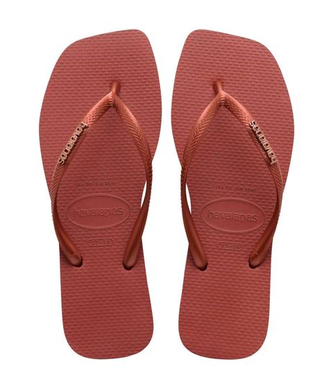 Imagem de Havaianas Feminino - Chinelo com Logotipo Quadrado Fino - Mogno Metálico