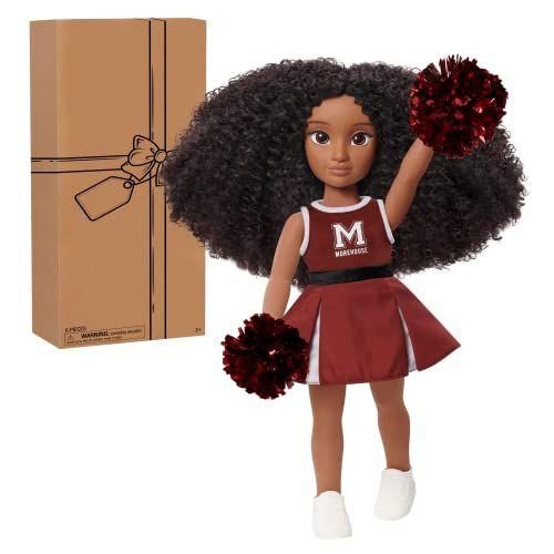 Imagem de HBCyoU Morehouse Cheer Captain Alyssa Boneca de 18 polegadas e acessórios, cabelos encaracolados, tom de pele castanho médio, projetado e desenvolvido pela Purpose Toys