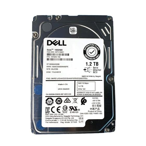 Imagem de HD 1.2TB SAS Dell G2G54 (2,5pol, 6Gb/s, 10.000 RPM, 64MB Cache)