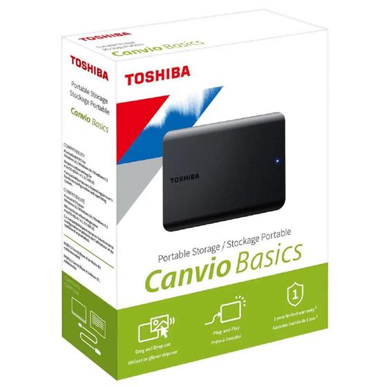 Imagem de HD 4TB Externo USB 3.0 Toshiba Canvio Basics, HDTB540XK3CA