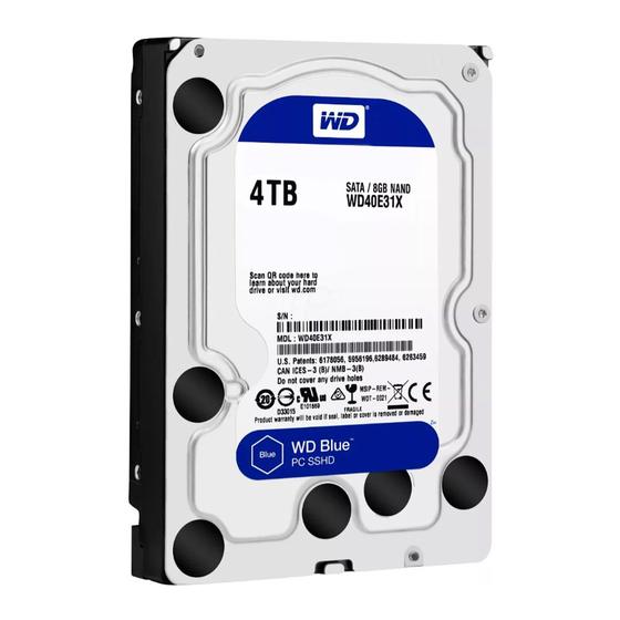 Hd 4Tb Sata 3 64mb 7200rpm 3,5 WDBlue WD40E31X Western Digital Menor preço em Hd 4Tb Sata 3 64mb 7200rpm 3,5 WDBlue WD40E31X Western Digital
