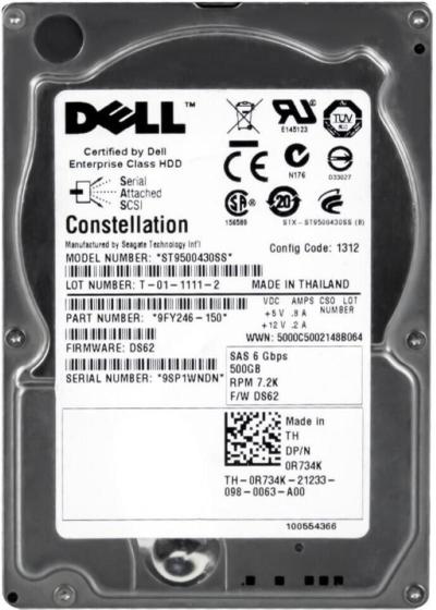 Imagem de Hd Dell Sas 500gb 0r734k R734k St9500430ss 500gb 7200u/min 16mb Sas-2