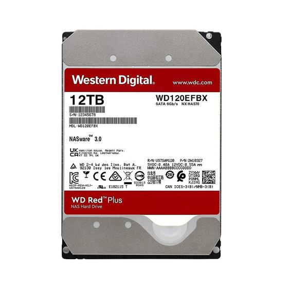 Imagem de HD Desktop Western Digital RED Plus 12TB NAS SATA6 7200RPM 512MB 3,5'' - WD120EFBX