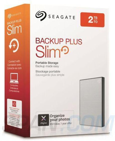 Imagem de Hd externo seagate portátil backup plus slim, 2tb, usb 3.0. prata - sthn2000401