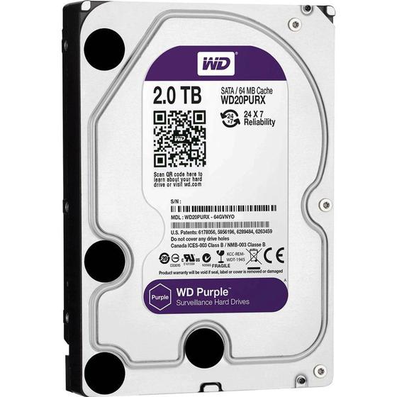 HD PC Interno 2TB sata3 Purple Surveillance 5400RPM 64MB cache WD20PURX - Western Digital Menor preço em HD PC Interno 2TB sata3 Purple Surveillance 5400RPM 64MB cache WD20PURX - Western Digital
