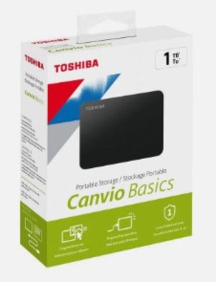 Imagem de HD Portátil 1TB Toshiba Canvio Basics USB 3.0 Preto - HDTB410XK3AA