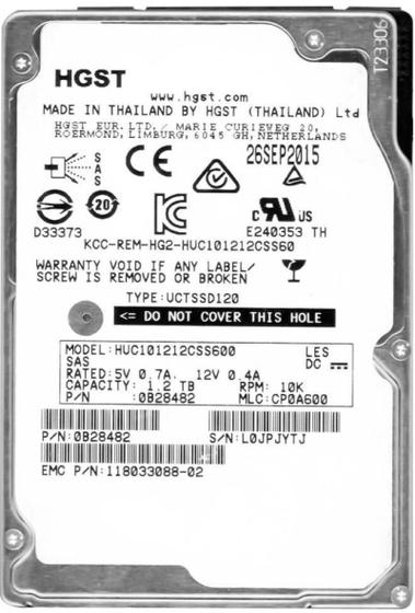 Imagem de Hd Sas Hgst 1.2tb 10k 2.5 para Servidor Dell/IBM/HP 118033088-02 0b28482