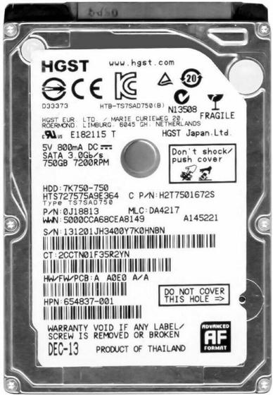 Imagem de Hd Sata Interno HGST 750gb 7.2k 2.5 hts727575a9e364 0j18803