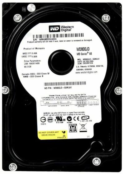 Imagem de Hd Sata Western Digital Black 80gb 7.2k 3.5 Wd800jd-08lsa0