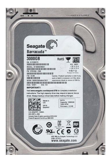 Imagem de Hd Seagate Cftv 3tb 3000gb Sata3 64mb 5900rpm