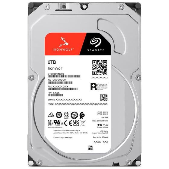 Imagem de HD Seagate Iron Wolf 6TB, Nas, 3.5", SATA 3, 5400RPM - ST6000VN006