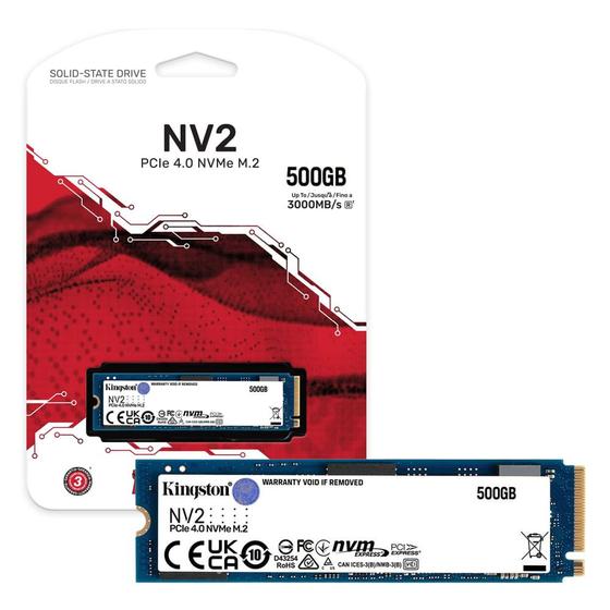 HD SSD M.2 Kingston NV2 PCI-E 4.0X4 NVME 500Gb - SNV2S/500G Menor preço em HD SSD M.2 Kingston NV2 PCI-E 4.0X4 NVME 500Gb - SNV2S/500G
