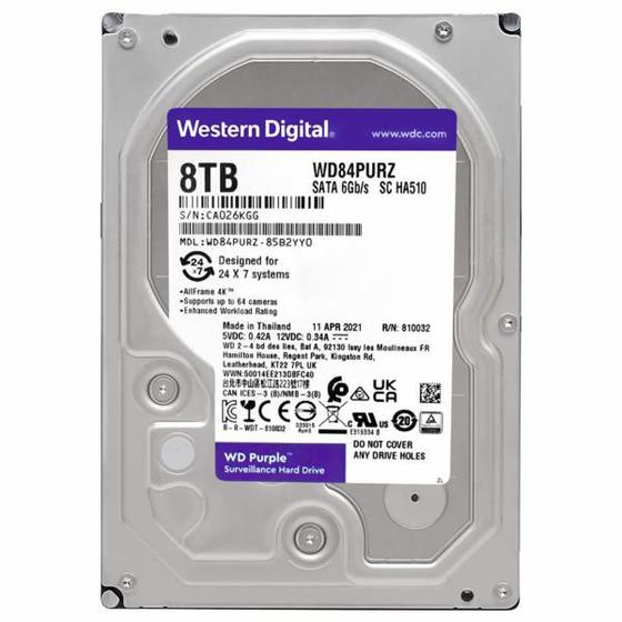 Imagem de HD WD Purple, 8TB, 5640RPM, 128MB Cache, 3.5", SATA - WD84PURZ