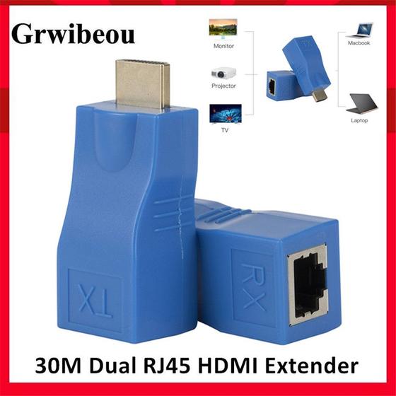Imagem de HDMI Extender RJ45 Portas De Rede LAN Extensão Até 30m Sobre CAT5e/6 UTP Ethernet Cabo