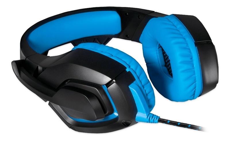 Imagem de headfone gamer led microfone multilaser warrior 2.0 usb preto azul playstation xbox jogar online