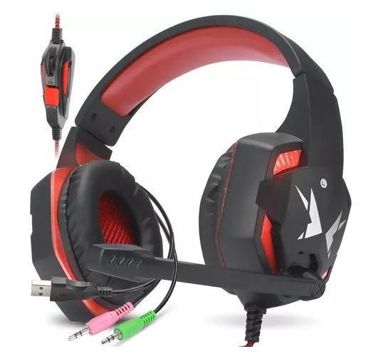 Imagem de Headfone gamer usb/p2 com led e microfone hf-g600 vermelho