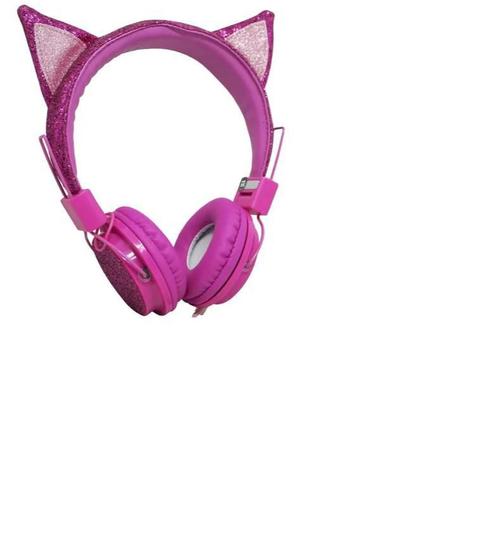 Imagem de Headphone Com Fio Orelha Gato Com Glitter Pink