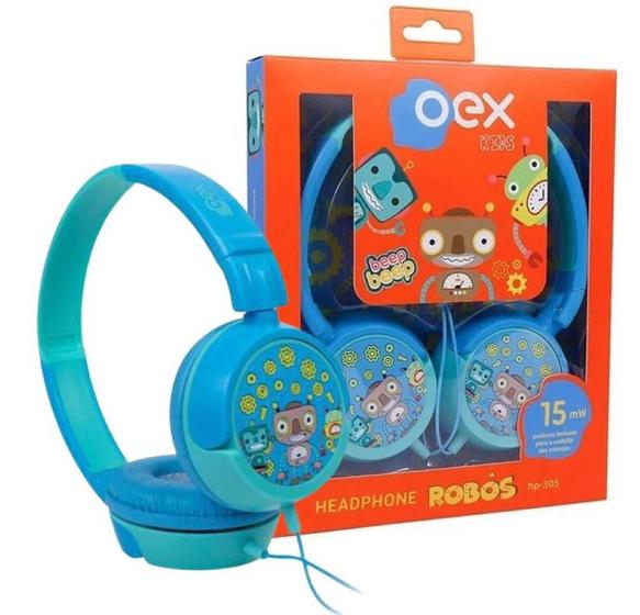 Imagem de Headphone Fone Kids Criança Robos Azul Hp-305 Oex Infantil Anúncio com variação