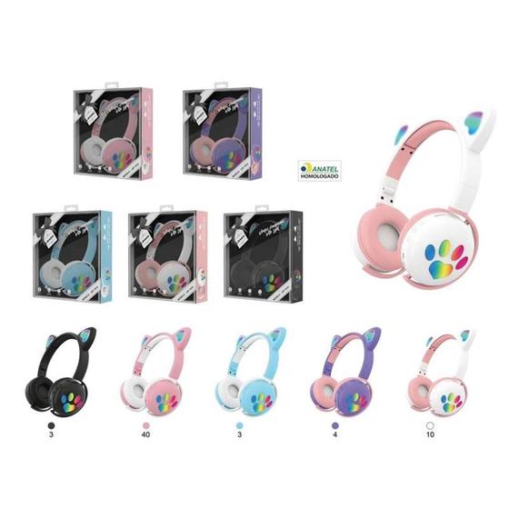 Imagem de Headphone  infantil  bluetooth de gatinho  com led RGB