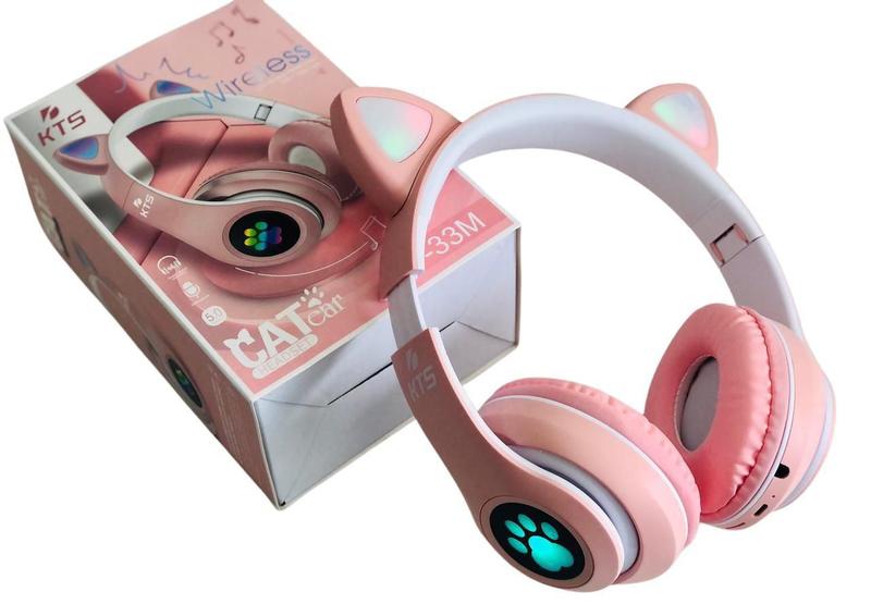 Imagem de Headphone KTS Cat Ear Led Wireless Bluetooth 5.0 Rosa