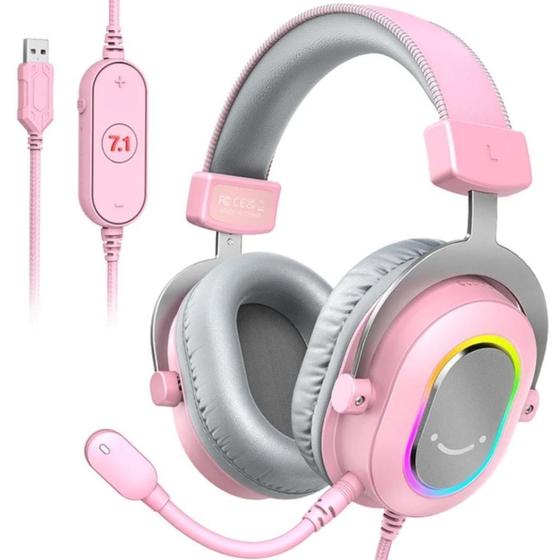 Imagem de Headset Fifine Ampligame H6 Rgb 7.1 Surround Game Rosa