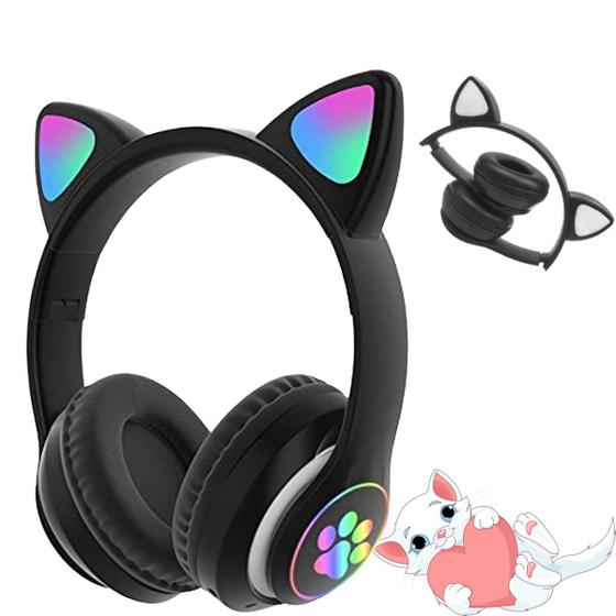 Imagem de Headset Fone De Ouvido Bluetooth Led Orelha Gato Headphone