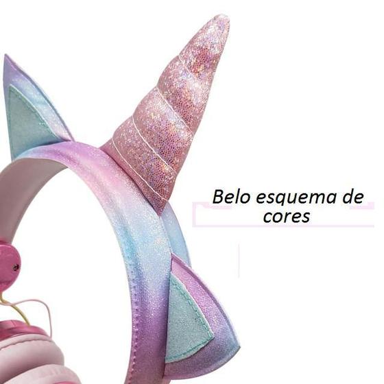 Imagem de Headset Fone De Ouvido Sem Fio Bluetooth Modelo Unicórnio Lançamento Presente Criança 