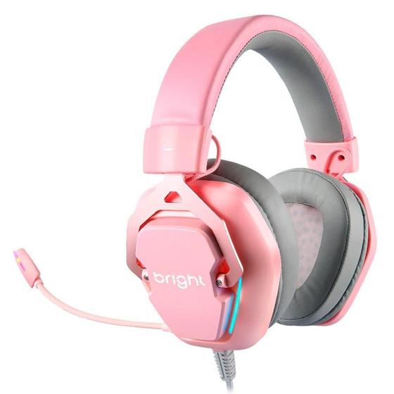 Imagem de Headset Gamer Bright Foxy, RGB, Som Surround 7.1, Drivers 50mm, USB, Rosa - GHP011