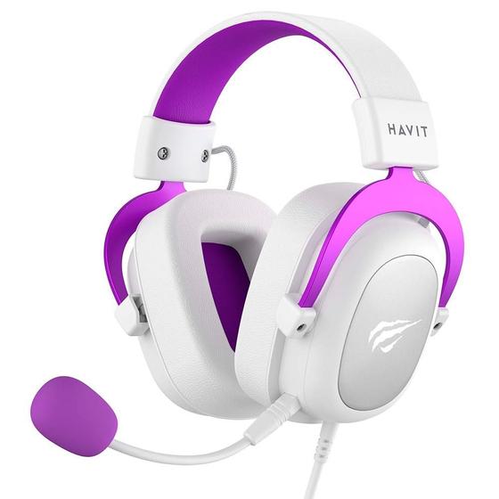 Imagem de Headset Gamer Havit H2002D, Drivers 53mm, P3, XBOX ONE e PS4, Branco e Roxo -  HV-H2002WP