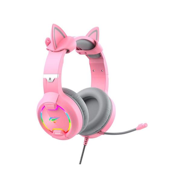 Imagem de Headset Gamer Havit H2233D, RGB, Driver 50mm, USB e P3, Com orelha de Gato, Rosa