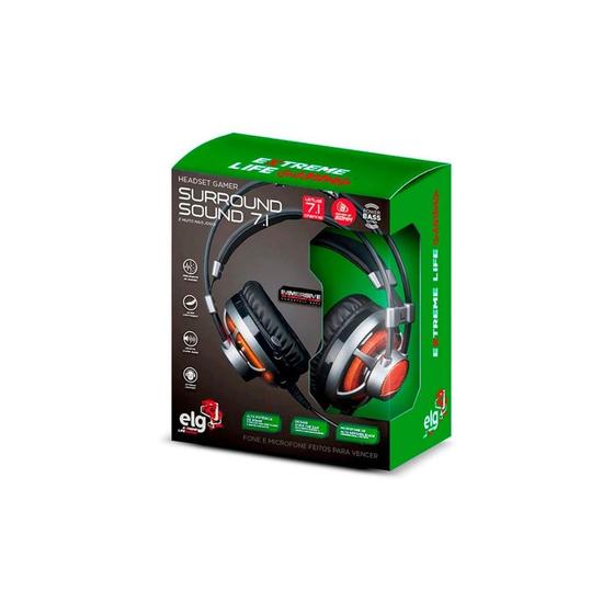 Imagem de Headset Gamer HGSS71 7.1 Surround com Microfone Led Laranja ELG