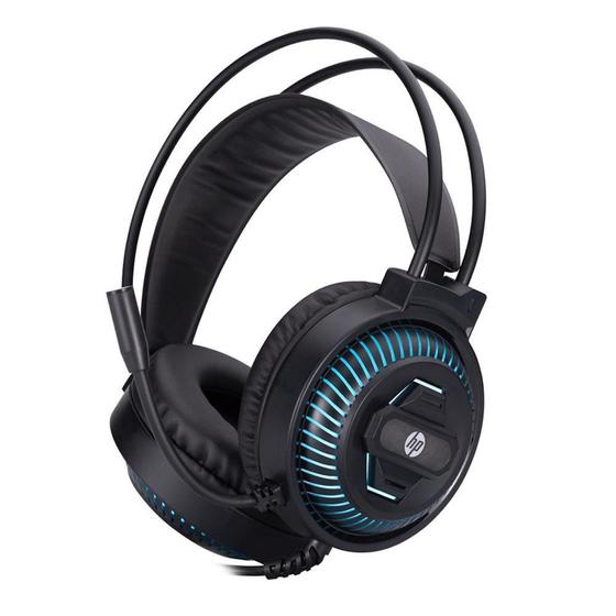 Imagem de Headset Gamer HP DHE-8001, LED Azul, Drivers 40mm, USB, Preto - 9NG12AA