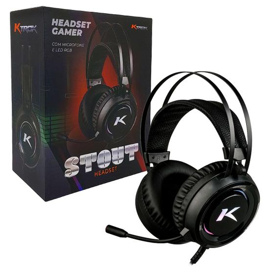 Imagem de Headset Gamer Ktrok Stout, P2 + USB + Adaptador P3, RGB, Drivers 50mm,  Preto