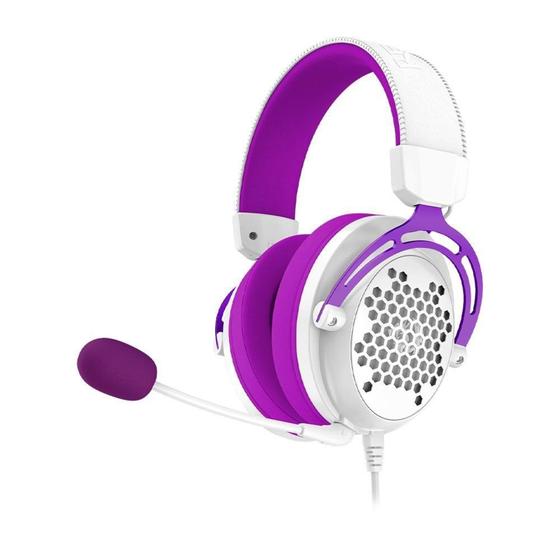 Imagem de Headset Gamer Redragon Diomedes, Som Surround 7.1, Drivers 53mm, Branco e Roxo - H388-WP