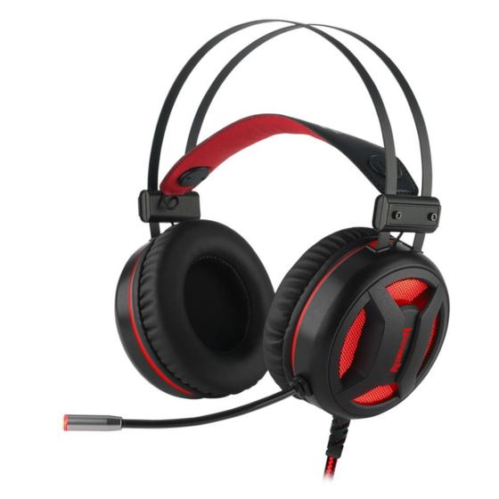 Imagem de Headset Gamer Redragon Minos Preto e Vermelho USB Som Surround 7.1 Virtual com LED Vermelho H210