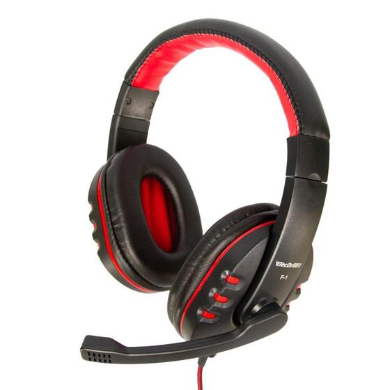 Imagem de Headset Gamer TecDrive F-1, Driver 40mm, 2x P2, Controle Volume, PC, Preto e Vermelho - 9349