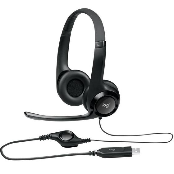 Imagem de Headset Logitech H390 Áudio Digital Em Couro Usb Preto - 981-000014