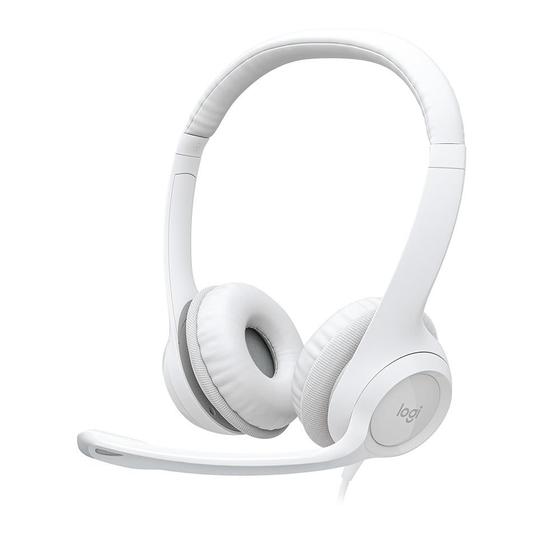 Imagem de Headset Logitech H390, USB, com Almofadas, Controles de Áudio Integrado, Microfone com Redução de Ruído, Branco - 981-001285