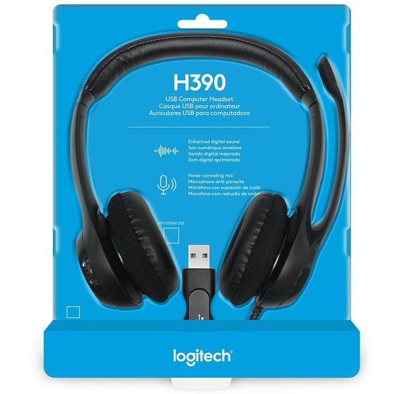 Headset Usb Logitech H390 Preto Com Controle De Volume Menor preço em Headset Usb Logitech H390 Preto Com Controle De Volume
