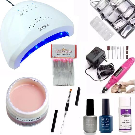 Helen Color Gel 35g Kit Cabine 48w Lixadeira Primer Fibra Hellen