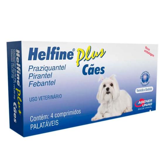 Imagem de Helfine Plus Vermífugo para Cães com 4 Comprimidos Palatáveis