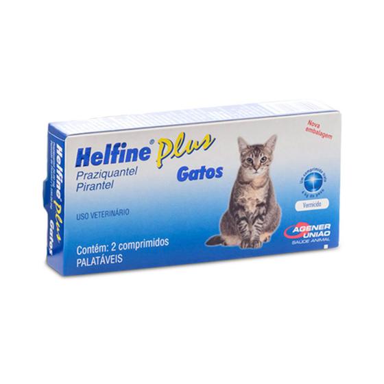 Imagem de Helfine Plus Vermífugo para Gatos até 4kg  Agener União 02 Comprimidos