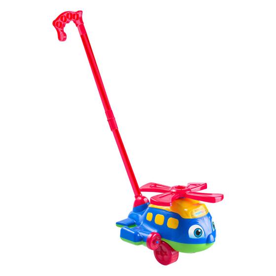 Imagem de Helicóptero Brinquedo De Empurrar Infantil Didático Push Plane Diversas Cores