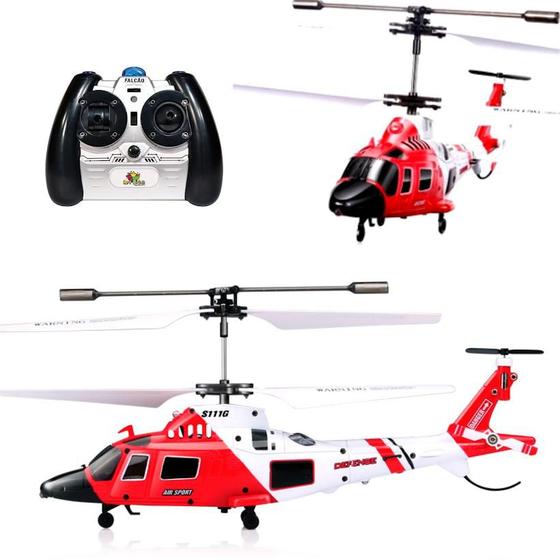 Imagem de Helicóptero Controle Remoto 3 Canais e Luz Brinquedo infantil Drone - Falcão